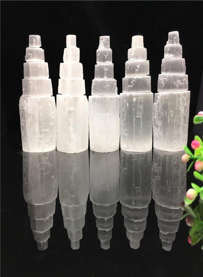 AierCrystal Natural Selenite Crystal Selenium Skyscraper Tower Carving Statue Home Decoration Stone Gypsum Tower for Home Decor Ornaments (15cm-1pcs) - Image 3